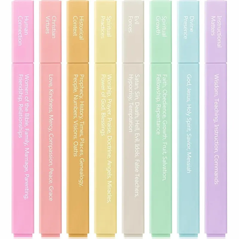 Mr. Pen - Bible Highlighters with Color-Coding System 8 Pack Soft Pastel Aesthetic Highlighters Assorted Colors for Studying Note-Taking and Journaling