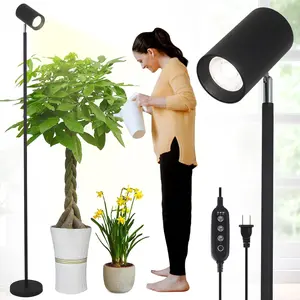 Full Spectrum LED Grow Light Floor Lamp with Stand, 20W COB Plant Growing Lamp with 4/8/12H Auto Timer, 6-Level Height Adjustable & 360°Rotatable Plant Growth Light for Indoor Seedlings Flowers Vegetables House Plants Growing