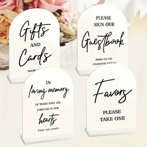 Acrylic Wedding Signs for Ceremony and Reception, 5x7 Inch Wedding Signage, Guest Book Sign, Cards and Gifts Sign, Wedding Decoration, Decorative Plaque