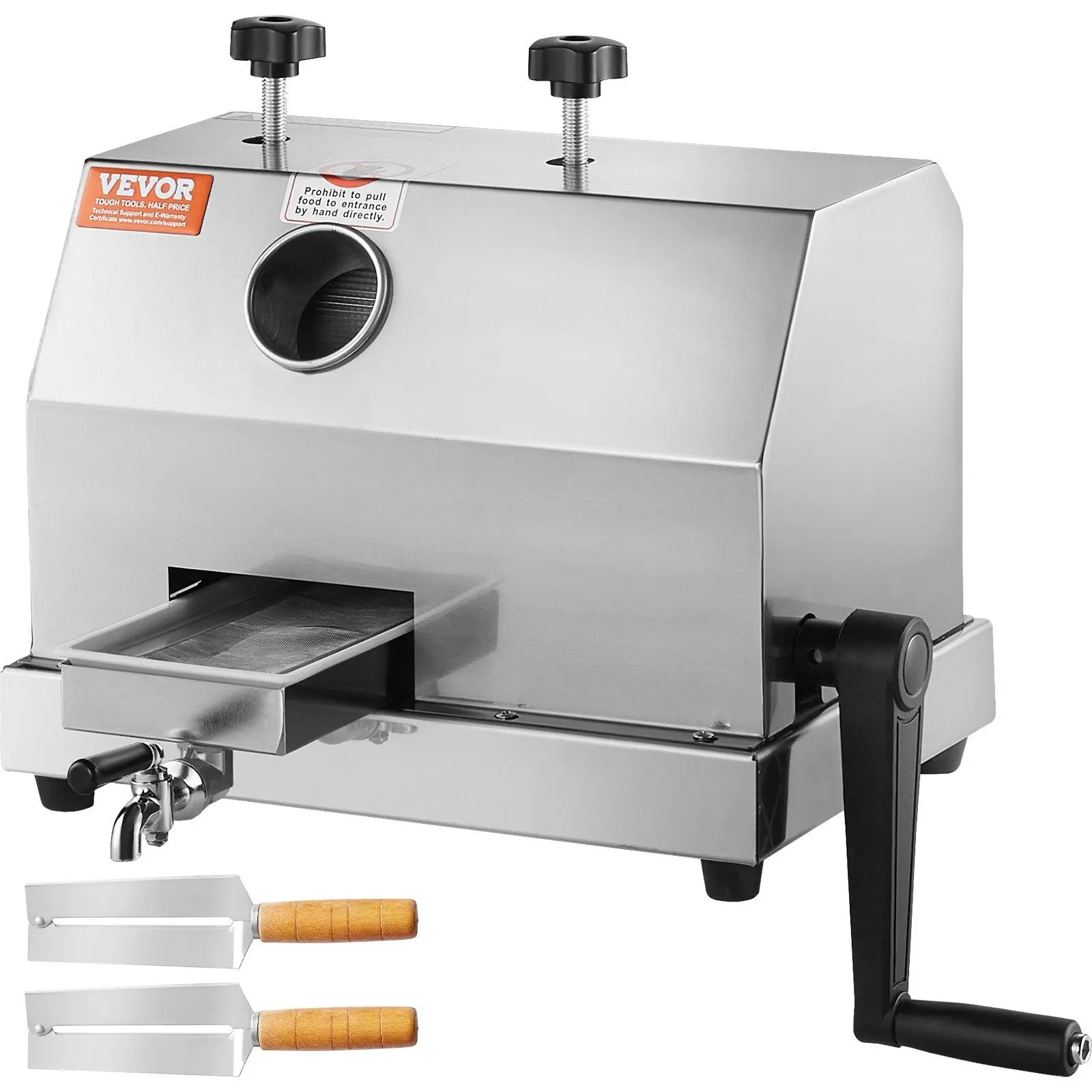 【Summerfinds】VEVOR Commercial Sugar Cane Juicer, 110LBS/H High Output Manual Extractor with 3 Stainless Steel Rollers, 2.4-inch Inlet, Large Feeding Inlet, Oversize Feeder Mouth & High-Density Large Filter Screen for Commercial/Home Use, Sugarcane Juicer