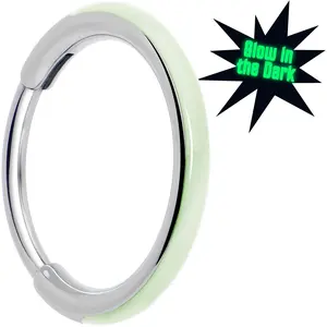 20 Gauge Implant Grade Titanium  Glow in the Dark Hinged Segment Nose Hoop