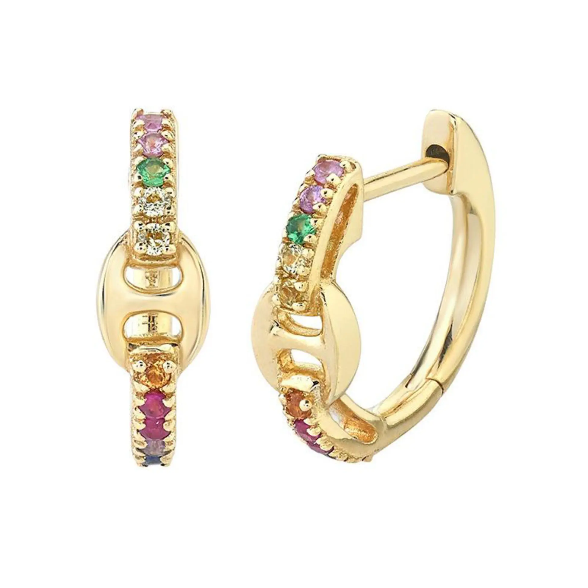 Colorful Link Chain Huggies Earring