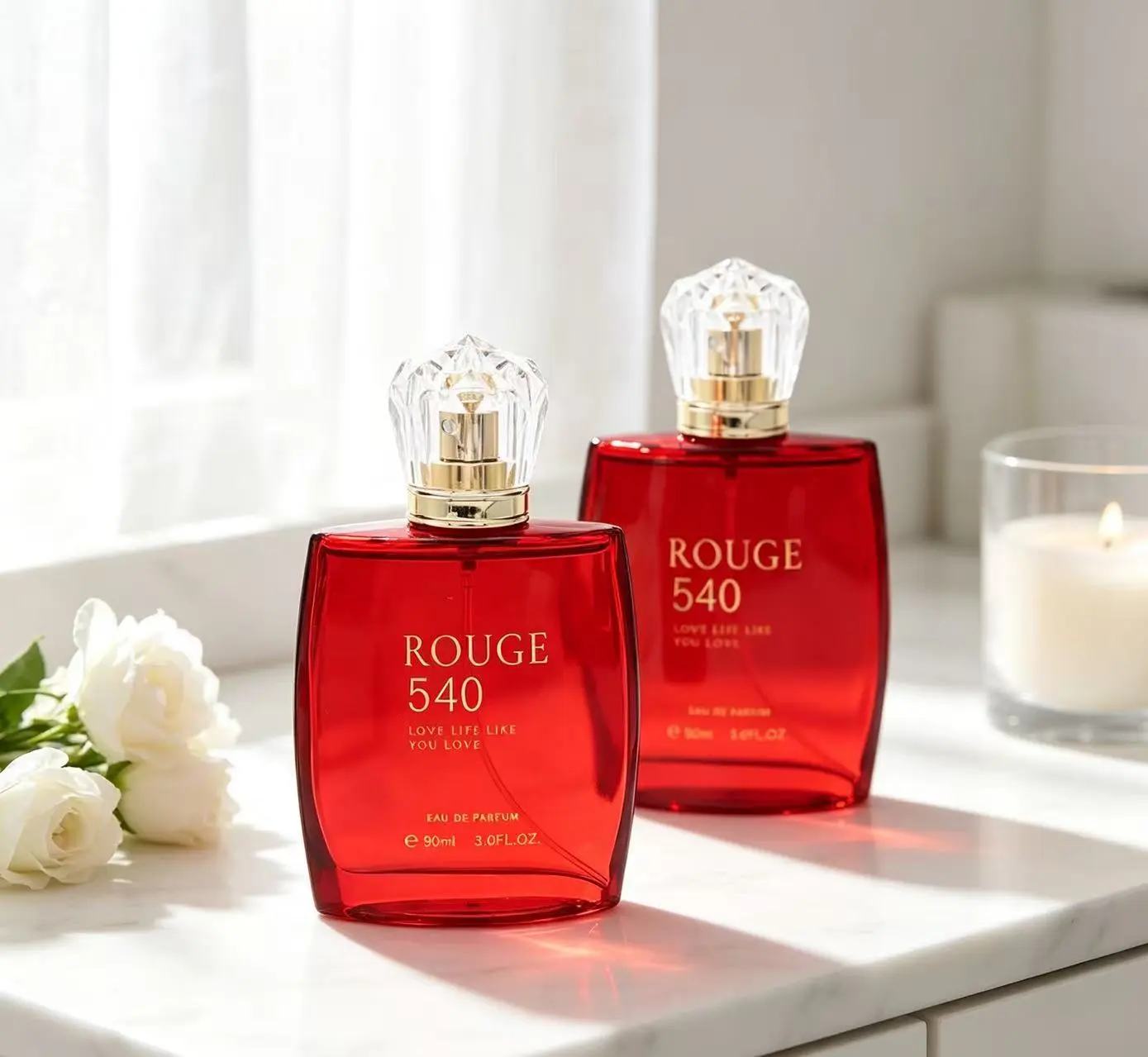 2 Bottles / 90ml Signature Gold Crystal & Cap Saffron Jasmine Amber Woody Long-Lasting Luxury Fragrance Edp Scents Aromatic Sweet Scent