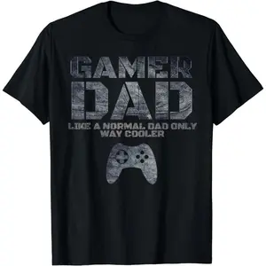 Topman Gamer Dad T-Shirt - 100% Cotton Short Sleeve Crew Neck Graphic Tee for Men Street Casual Summer Wear - Menswear