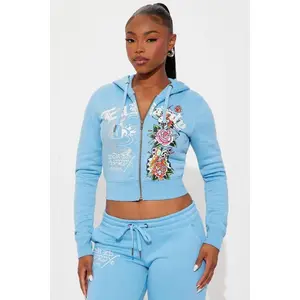 Ed Hardy Skull Haven Zip Up Hoodie - Light Blue W