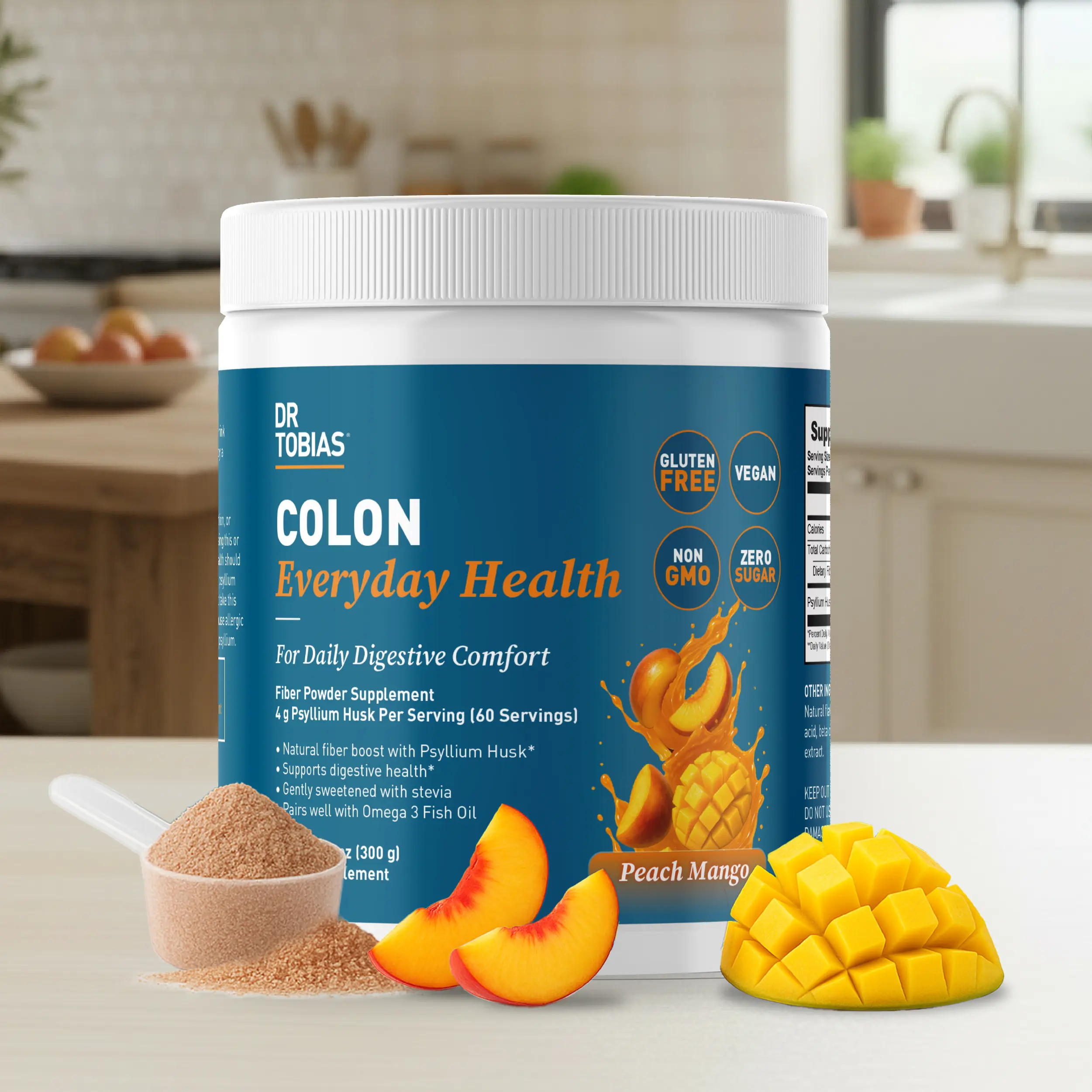 Colon Everyday Health Fiber Powder with Psyllium Husk, Prebiotics & Digestive Wellness Support, Strawberry, Peach Mango & Fruit Punch Flavors, 60 Servings