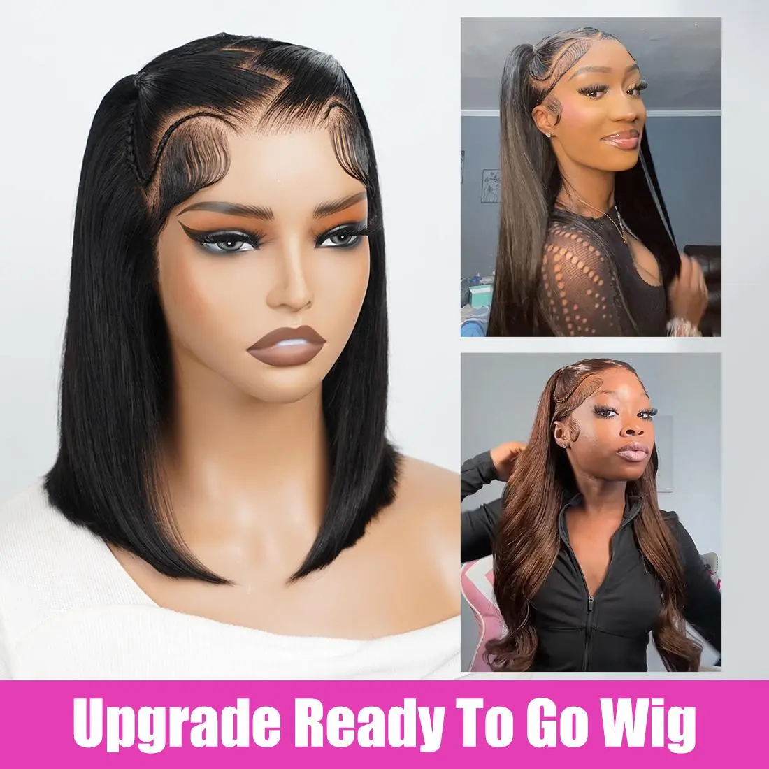 Asteria Hair Pre-Styled Straight 13x4 Glueless Ready to Go Lace Frontal Wig Human Hair Wigs Pre Bleached Beginners Glueless Wig