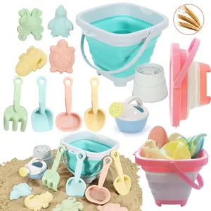 11pcs Beach Toy Set for Kids, Collapsible Silicone Bucket & Shovels, Sand Molds, Beach Essentials, Outdoor Play, Summer Fun