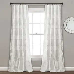 Lush Decor Nova Ruffle Window Curtain Panel Set with Decorative Ruffles and a Buttoned Design, Ideal for Window Treatments