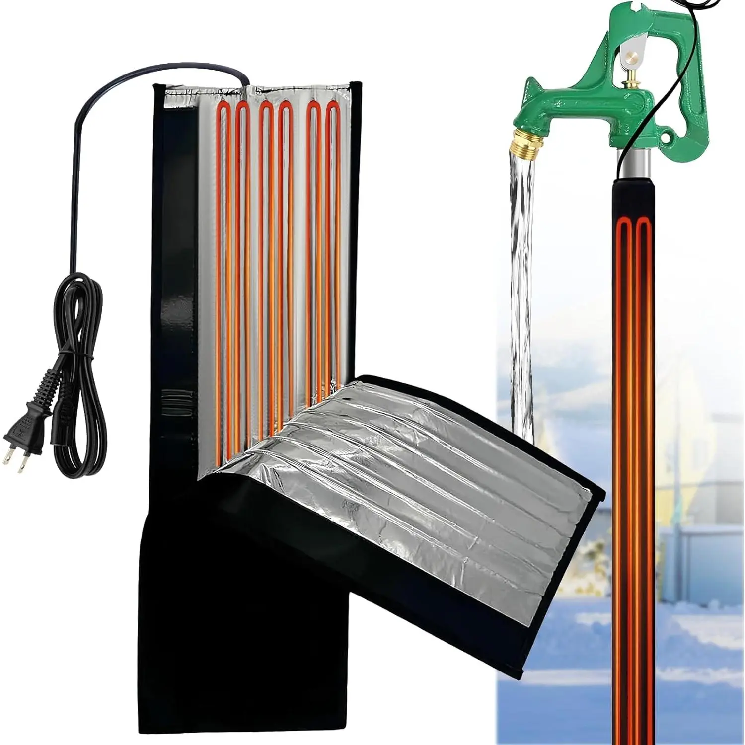 110V Energy Efficient Aluminum Foil Water Pipe Heat Blanket - Multi-Layer Insulation Wrap, Extended 9.8ft Cord, Adjustable Easy-Install Faucet Heat Tape, Outdoors Freeze Protection (Max140°F, 39" x 6")