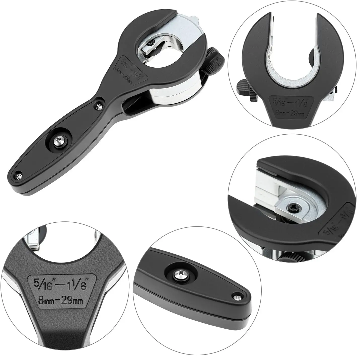 Ratchet Tube Cutter - 1-Handed Convenient Fast Cutting Tool for 5/16-1 1/8 in Stainless Steel, Copper, Aluminum Pipes, Ideal for Home Renovation spacesaving