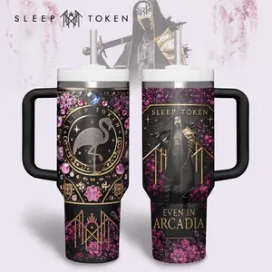 Sleep Token Even in Arcadia Tumbler Band Fan Bow Cup with Handle Insulated Travel Mug Gift For Her or Him
