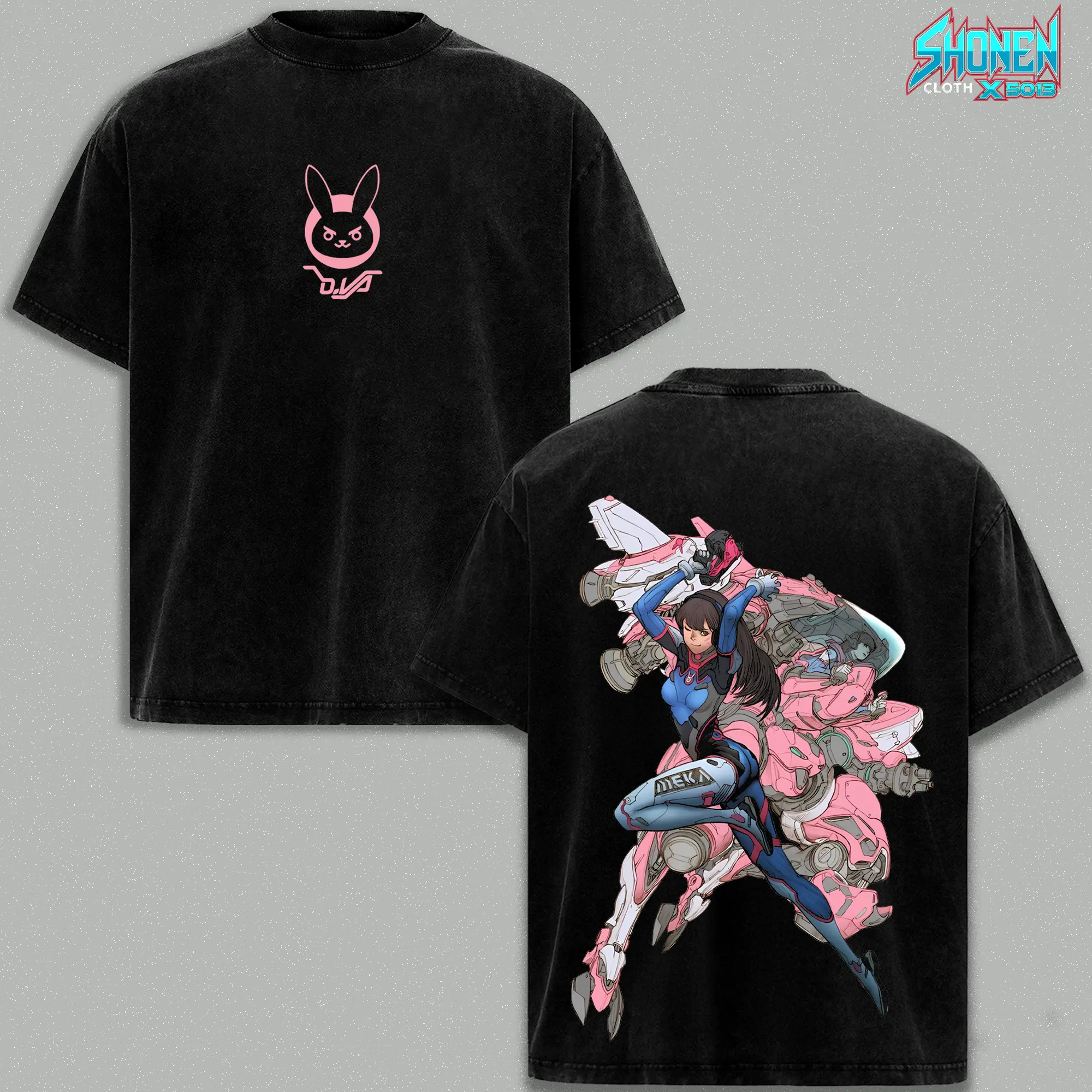 D.Va Bunny Overwatch 2 Graphic Tee, Gamer Girl Mecha Shirt, Korean Gaming Streetwear, Cute Bunny Logo Esports Tee