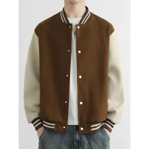 Men's Blue & -Block Button-Up Varsity Jacket, Casual Fashion Design, Perfect for Sports & Daily Wear