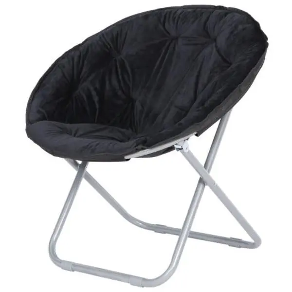 ZENSTYLE Faux Fur Round Folding Saucer Chair - Folding Adjustable Chair, Portable, Adult-Friendly, Ideal for Living Room, Folding Egg Chair, Modern Accent Chair