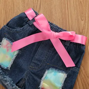 2Pcs Toddlers Summer Outfits, Colorful O-Neck Short Sleeves T-Shirt + Elastic Waist Shorts for Little Girls, 1-6 Years