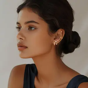 4/5 Pairs Gold Earrings Set for Women Stack Dangle Huggie Hoop Trendy Multiple Piercing Hypoallergenic Stud Gold Ear Cuff Earrings Non Tarnish Jewelry