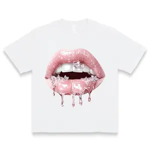 Lip print T-shirt 100% cotton Premium digital printing Unisex classic fit Y2K fashion Must-have fashion unique design Women's comfort T-shirt Multiple styles for everyday appearance Gifting options