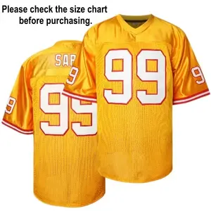 Men's Gold Jersey #40 #47 #99 Breathable Loose Fit Sports Top for Rugby Football All-Season Athletic Shirt