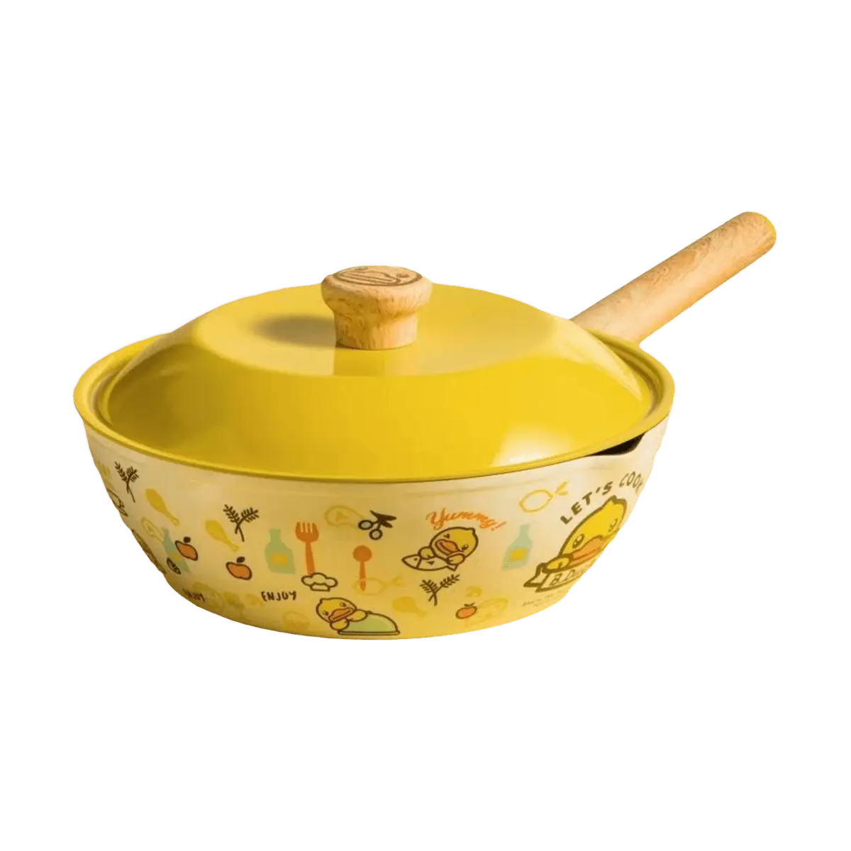 COOKER KING 32CM Non-stick Wok Pan for Stir Frying - Duck Design, Gas & Induction Cooktop Compatible
