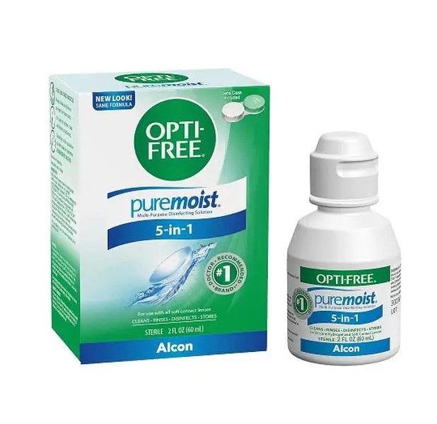 Opti-Free Puremoist Multi-Purpose Contact Lens Cleaning and Disinfecting Solution with Lens Case, 2 Fl Oz (Pack of 1)