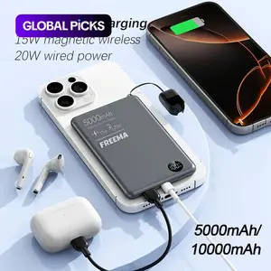 Ultra-thin wireless magnetic power bank, Wireless Battery Pack, USB, 5000mAh/10000mAh, PD20W fast charging, supports charging Apple Watch & earphones, digital battery display, compatible with Apple 17/16, Samsung, Google #GLOBAL PICKS