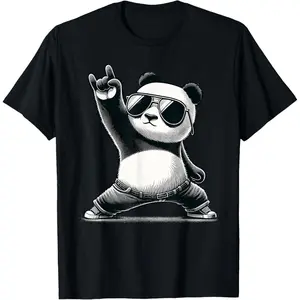 Y2K Summer Viral Print Oversized Graphic Vintage Unisex TeeRetro Panda Rock Music Gift Men Kids Women Funny Panda T-Shirt
