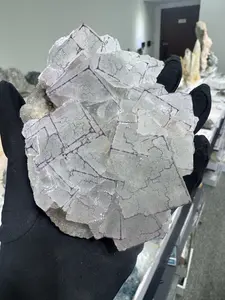 A6 Guizhou natrual cubic fluorite with purple eadge