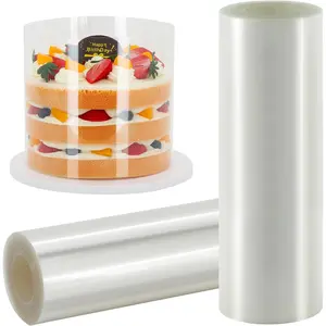 Transparent Clear Cake Strips DIY Acetate Sheet, Surrounding Edge for Baking Decorate, 4X394 inch Elegant Wrapping for Chocolate Mousse Cake