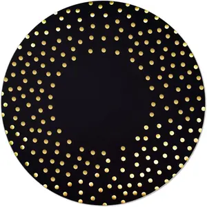 50 Pcs 14 Inch Black and Gold Foil Paper Place Mats Golden Polka Dots Round Placemats Disposable Decorative Table Mats for Wedding Banquet Party Home Dining Table Decor