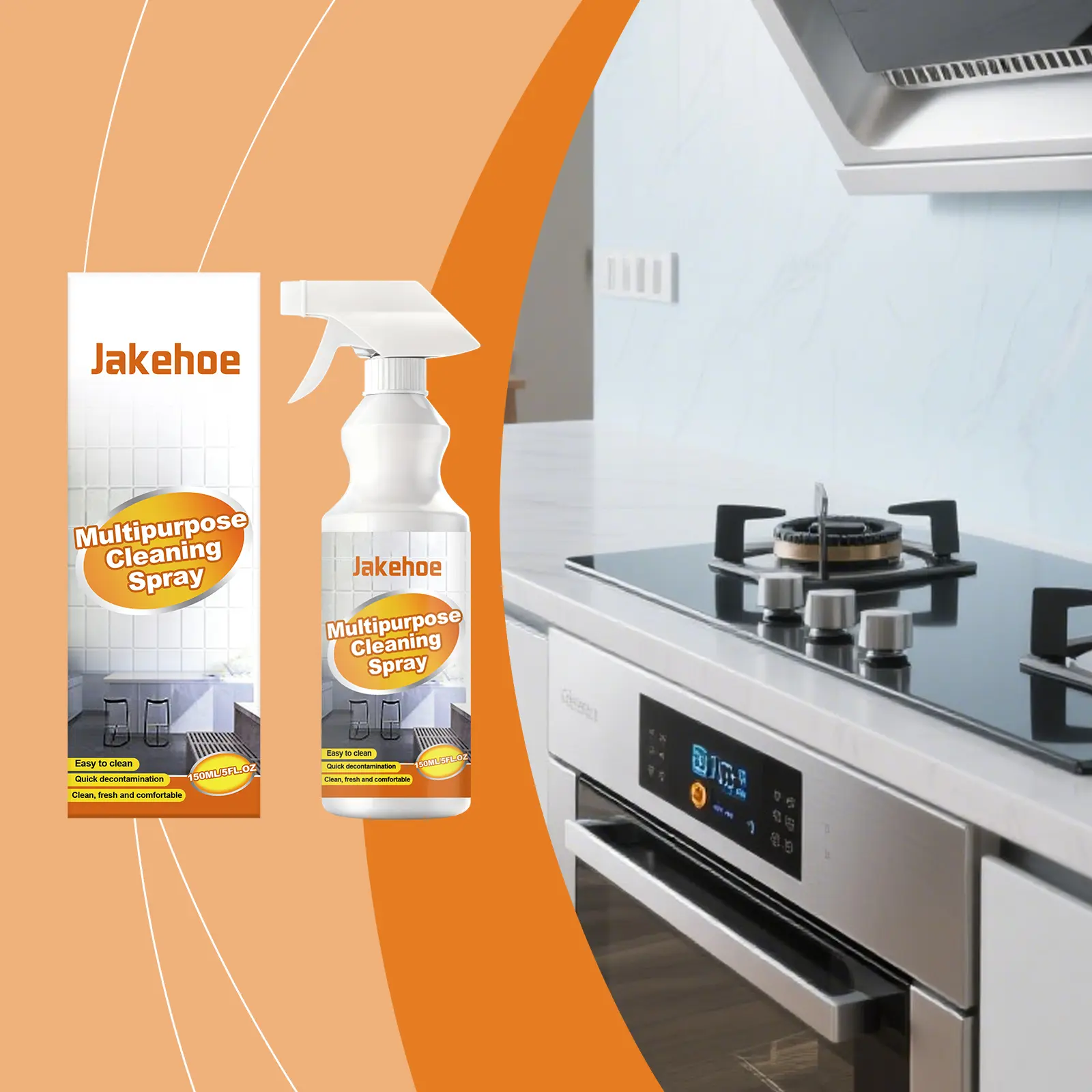 Jakehoe Household Cleaning Spray – Cleans Grease & Dirt, for Kitchen Appliances, Leaves a Shiny Finish