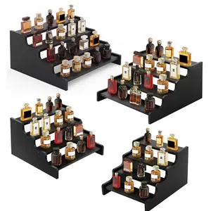 Wooden Cologne Organizer for Men, Perfume Organizer Stand, Cologne Stand with Anti-Slip Washers, Wooden Display Risers Stand for Figures, Fragrances, Dessert, Cupcake, Makeup