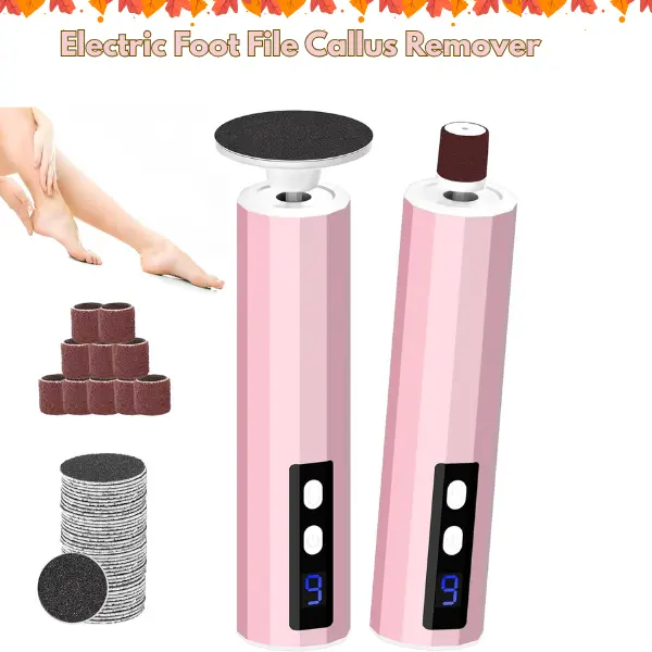 Electric Foot File Callus Remover, Rechargeable Pedicure Tool for Dry Cracked Heels & Dead Skin, 40 Replacement Sanding Discs and 10 sanding bands , Pink Manicure Nail Care Cutics Nail Art Cutics, Callus Remover For Feet Nail Art