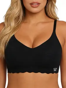 Women's No Underwire Wireless  Bra, Adjustable Straps, Comfortable Daily Support, Casual Fashion, Full Coverage, Medium Support