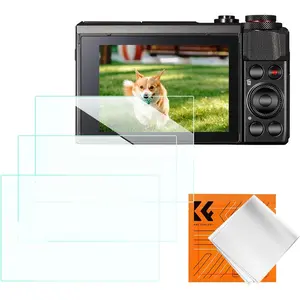 K&F CONCEPT 3-Pack Camera Screen Protector Accessories for Canon G7X II, 0.3mm 9H Hardness Tempered Glass, Anti-Scratch Bubble-Free Protection