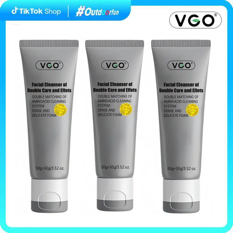 VGO Amino Acid Foaming Cleanser, Daily Hydrating Face Wash with Coconut for Sensitive & All Skin Types, 50g Dual-Tube, Moisturizer, Facial Wash, Amino Acid Cleansing System, Mousse, Acrylate (Ester) Copolymer Sodium, Soft Skin, Bamboo Charcoal