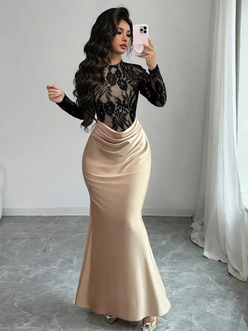 sachin and babi light blue dress Halter Deep V-Neck Elegant Fishtail Maxi Dresses – Alizeal