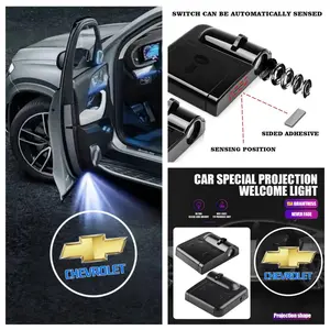 4-Pack Chevy Logo Car Door Projector Lights, Fit Chevrolet Malibu/Trax Compact Cars & Crossovers, Easy Peel-and-Stick Non-Destructive Installation