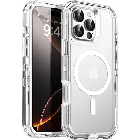 Entronix Case for Apple iPhone 18/17/16/15/14/13/12/11 Air/Plus/Pro Max - Magnetic Clear Heavy Duty Triple-Layer Cover, Smartphone Accessories Protection