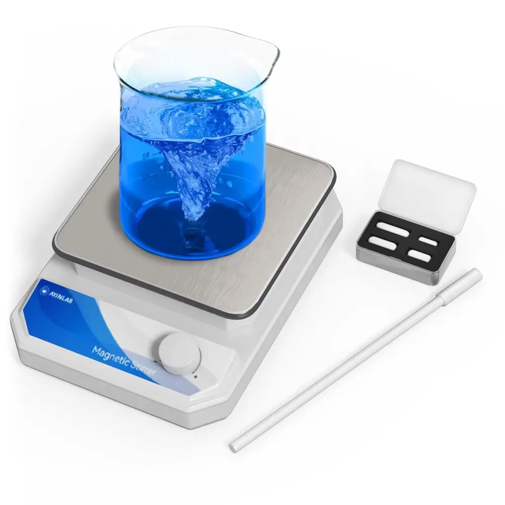 Magnetic Stirrer Set-4 Stir Bars and 1 Retriever, Strong Magnetic Stir Plate 3000rpm with Speed Control for Liquid Mixing, Magnetic Mixer for Chemistry, Lab, Yeast Starter, Drinks and DIYs