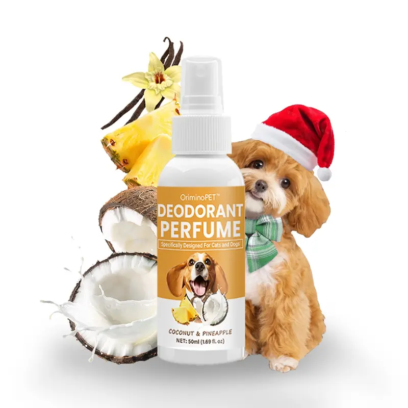 Pet Odor Eliminator Coconut and Pineapple Scent, Christmas Gift 50ML, Pet Perfume, Freshening Spray, Odor Removal Spray, Odor Remover, Odor Destroyer, Ideal for Pets