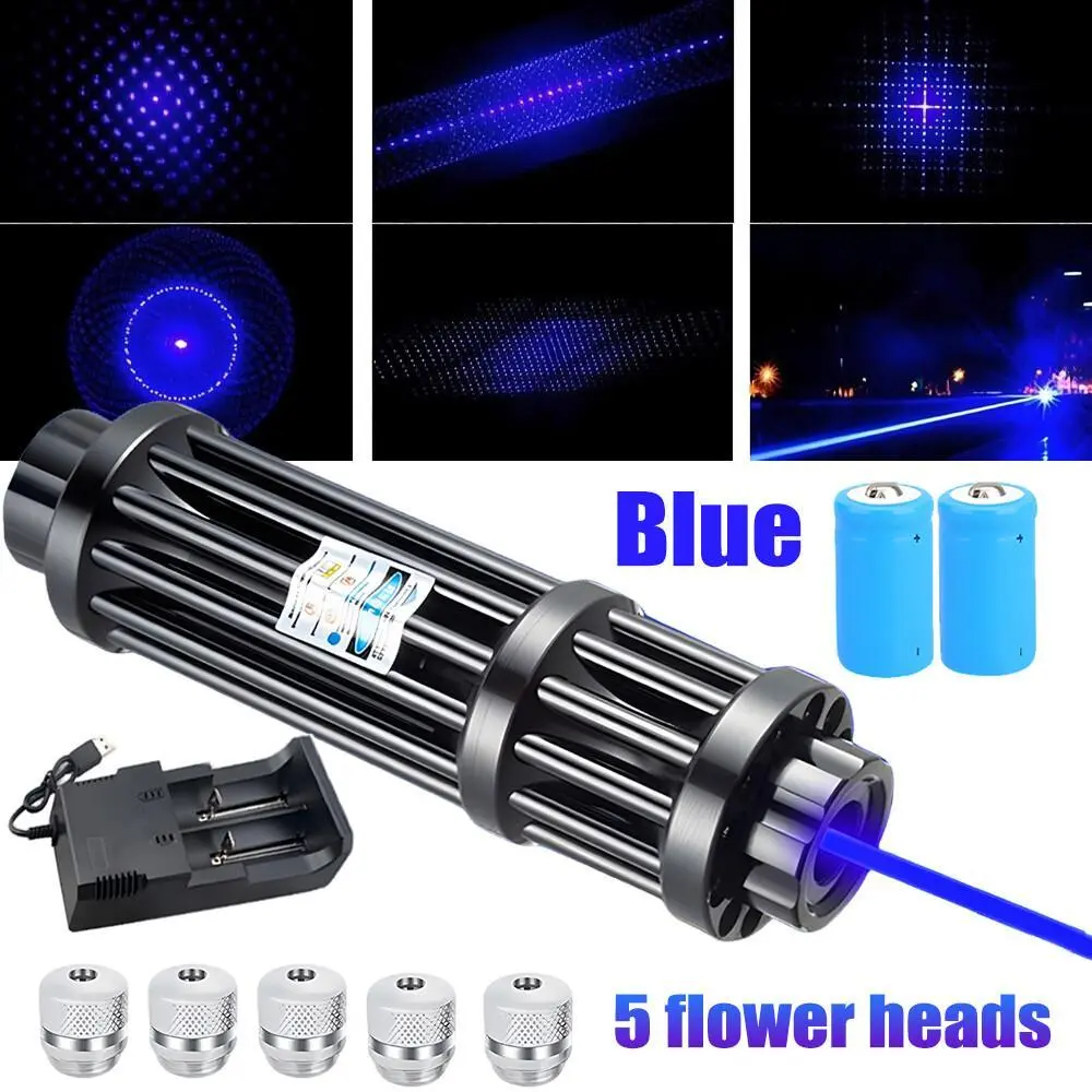 Rechargeable Blue Laser Pointer with USB Charging Cable, Laser Pointer, Laser Pointer for Indoor Meetings, Tactical Laser Flashlight for Hunting