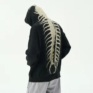 American men centipede pattern sweater vibe hooded sweater retro high street ins men and women trendy sweater