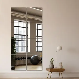 35cm * 30cm acrylic mirror self-adhesive Decorative wall sticker clothing mirror, non glass self-adhesive mirror sticker, DIY square mirror art mosaic wall decoration, Decoration Items, suitable for bedroom, living room, family gym, with foam glue fixed