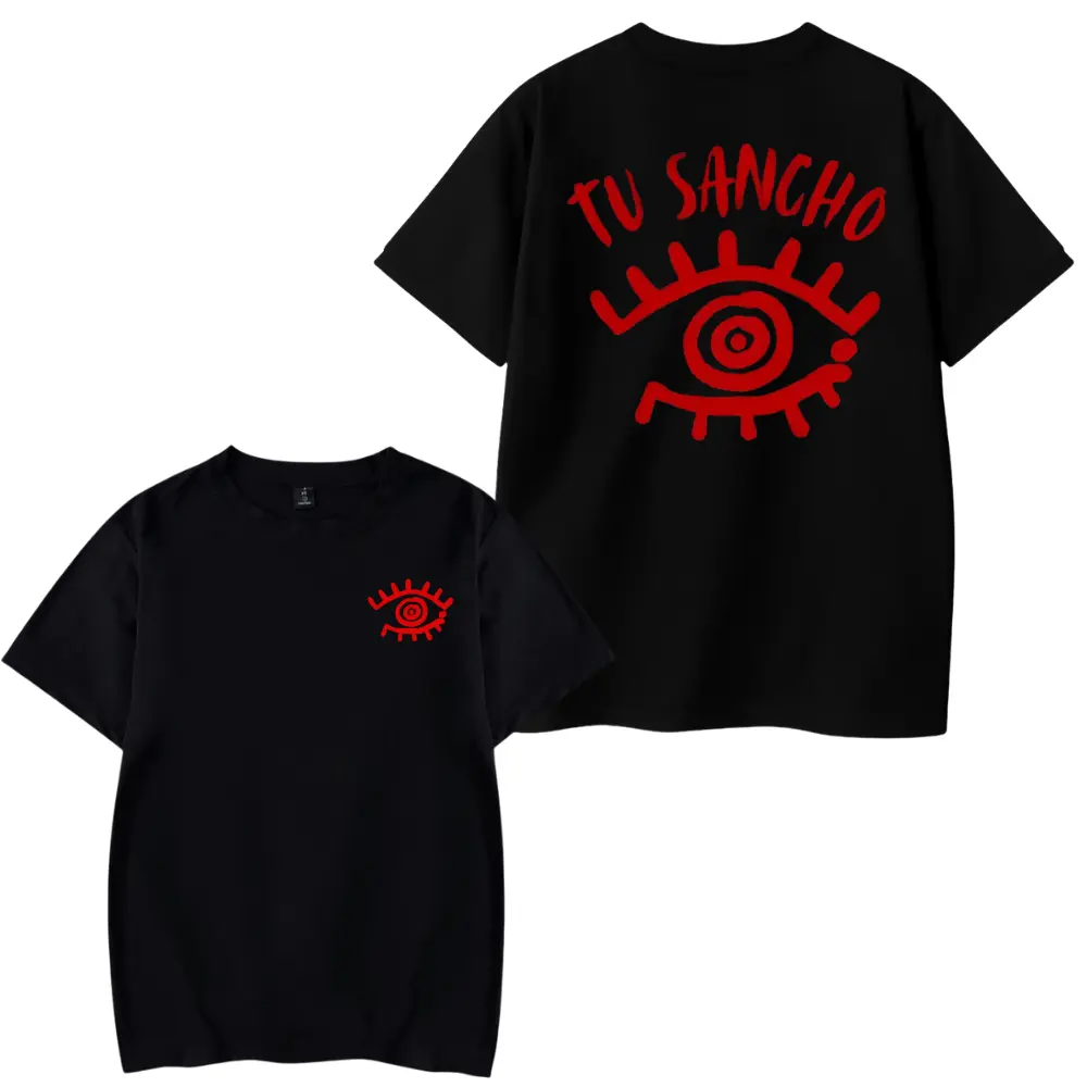 Cotton Blend T-Shirt with Tu Sancho Serpent Eye Graphic, Urban Streetwear Short-Sleeve Sports Top, Casual Clothing Gift for Music Lovers, Casual Fashion Clothing, Casual Style Tee