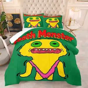 Teeth Monster Pattern Comforter Set, Soft And Comfortable Bedding Set, Including 1 Comforter And 1 Or 2 Pillowcases Without Pillow Core, Suitable For Bedrooms, Dormitories, And Guest Room Decoration Supplies For Teenagers And Adults