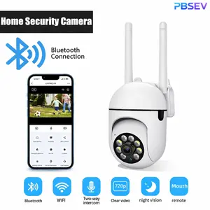 PBSEV Home Security Cameras, 1080P Panoramic View Indoor Camera with Full Color Night Vision, Human Motion Detection, Bluetooth/WiFi Connection, Monitoring System For Baby/Pet/Elder