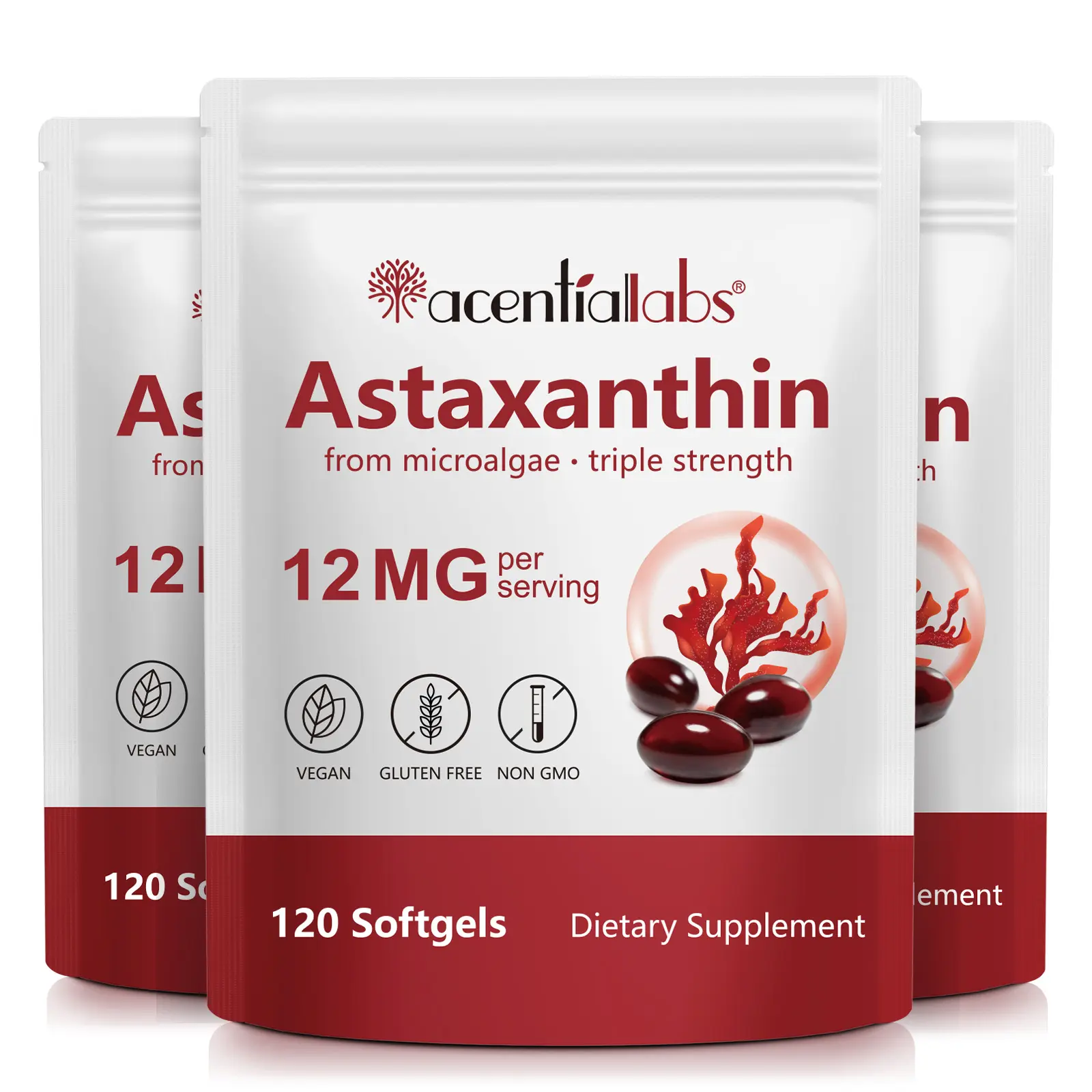 acentiallabs Astaxanthin 12mg, 120 Softgels*3