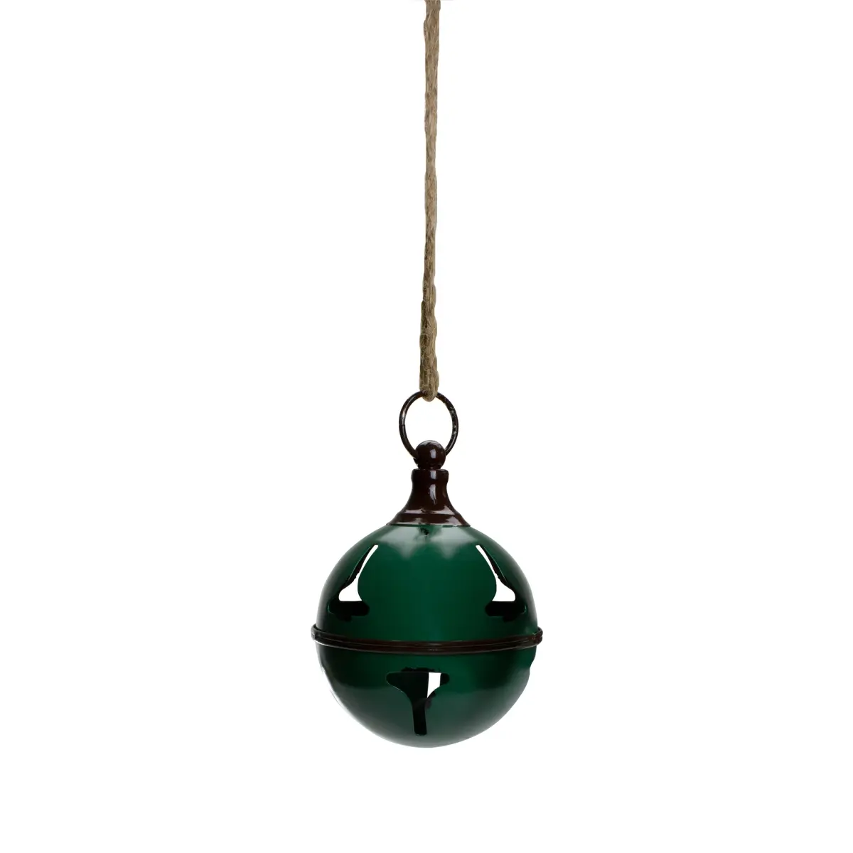 Northlight 34316691 7 in. Green Metal Jingle Bell Hanging Christmas Ornaments, Festive Door Decoration for Home Supplies