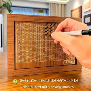 [Wooden Money Box] Portable Wooden Money Box | Money Saving Box With Money Target And Numbers With Counter Crafts For Adults
